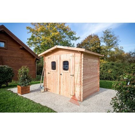 Habrita Abri DOMMAR Madriers Douglas 28 Mm - 6,33 M² - Sans Plancher - Toit Double Pente 7 Habrita Abri DOMMAR Madriers Douglas 28 Mm - 6,33 M² - Sans Plancher - Toit Double Pente – Image 5