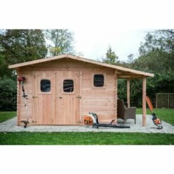 Habrita Abri DOMMAR Douglas Madriers 28 Mm - 17,20 M² - Avec Bûcher - Sans Plancher -France Abri de jardin Soldes Boutique 8338842 4