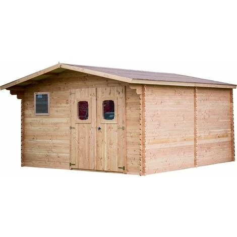 Habrita Abri DOMMAR Douglas Madriers 28 Mm - 23,14 M² - Sans Plancher - Toit Double Pente 3 Habrita Abri DOMMAR Douglas Madriers 28 Mm - 23,14 M² - Sans Plancher - Toit Double Pente