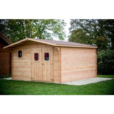 Habrita Abri DOMMAR Douglas Madriers 28 Mm - 23,14 M² - Sans Plancher - Toit Double Pente 4 Habrita Abri DOMMAR Douglas Madriers 28 Mm - 23,14 M² - Sans Plancher - Toit Double Pente – Image 2