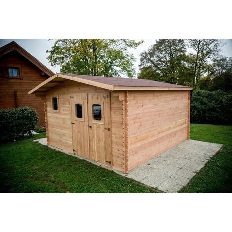 Habrita Abri DOMMAR Douglas Madriers 28 Mm - 23,14 M² - Sans Plancher - Toit Double Pente 5 Habrita Abri DOMMAR Douglas Madriers 28 Mm - 23,14 M² - Sans Plancher - Toit Double Pente – Image 3