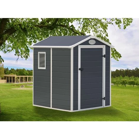 GARDIUN Abri De Jardin En Résine Marena 2,47 M² Extérieur 190x132x203 Cm Anthracite/Blanc 4 GARDIUN Abri De Jardin En Résine Marena 2,47 M² Extérieur 190x132x203 Cm Anthracite/Blanc – Image 2