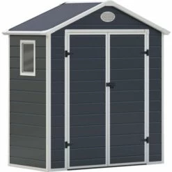 GARDIUN Abri De Jardin En Résine Arabela 1,92 M² Extérieur 102x188x225 Cm Anthracite/Blanc