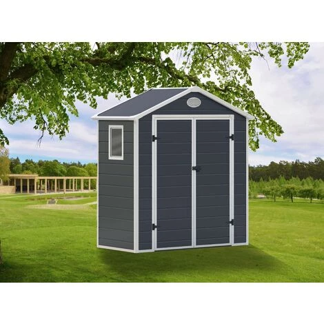GARDIUN Abri De Jardin En Résine Arabela 1,92 M² Extérieur 102x188x225 Cm Anthracite/Blanc 4 GARDIUN Abri De Jardin En Résine Arabela 1,92 M² Extérieur 102x188x225 Cm Anthracite/Blanc – Image 2
