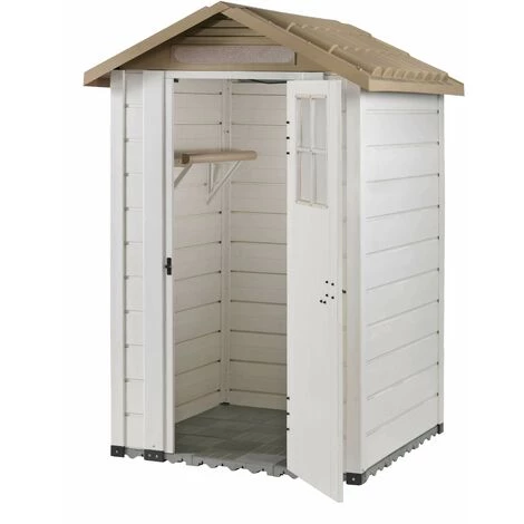 GARDIUN Abri De Jardin En Résine Tuscany Evo 120 2 M² 137x144x214 Cm Blanc/Beige 4 GARDIUN Abri De Jardin En Résine Tuscany Evo 120 2 M² 137x144x214 Cm Blanc/Beige – Image 2
