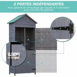 Outsunny Armoire Abri De Jardin Remise Pour Outils 3 étagères 2 Porte Loquets Toit Pente Bitumé 84L X 51l X 188H Cm Pin Massif Traité Gris - Gris 11 Outsunny Armoire Abri De Jardin Remise Pour Outils 3 étagères 2 Porte Loquets Toit Pente Bitumé 84L X 51l X 188H Cm Pin Massif Traité Gris - Gris -France Abri de jardin Soldes Boutique 9859729 5